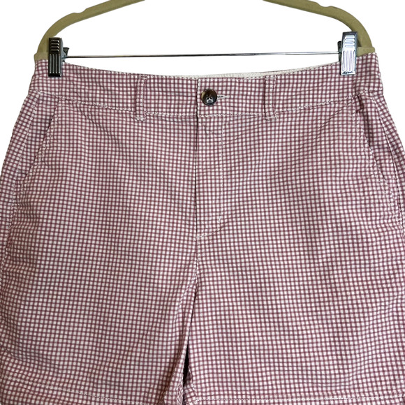 Old Navy Womens Everyday Shorts Size 10 Pink Checked Seersucker High Rise - Picture 2 of 5